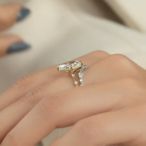 The Hidden Halo Penelope Set With A 1 Carat Marquise 14K Yellow Gold Lab Diamond