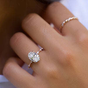 The Hidden Halo Penelope Set With A 2.5 Carat Oval 14K Rose Gold Lab Diamond