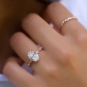 The Penelope Set With A 1 Carat Oval 14K Rose Gold Lab Diamond