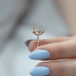 The Hidden Halo Penelope Set With A 3 Carat Oval 14K Rose Gold Lab Diamond
