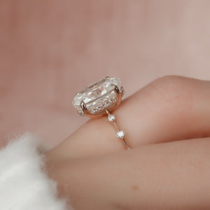 The Penelope Set Hidden Halo  With A 5 Carat Oval 14K Rose Gold Moissanite
