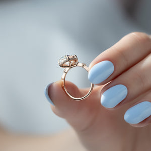 The Penelope Set With A 1 Carat Oval 14K Rose Gold Lab Diamond