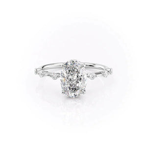 The Hidden Halo Penelope Set With A 1.5 Carat Oval 14K White Gold Lab Diamond
