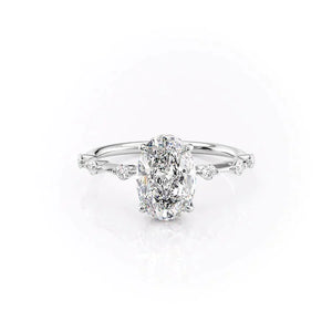 The Penelope Set With A 1 Carat Oval 18K White Gold Lab Diamond
