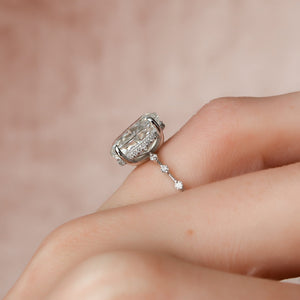 The Penelope Set Hidden Halo  With A 3 Carat Oval 18K White Gold Moissanite