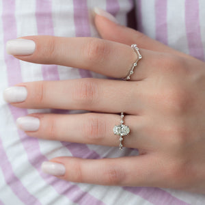The Penelope Set Hidden Halo  With A 5 Carat Oval 18K White Gold Moissanite