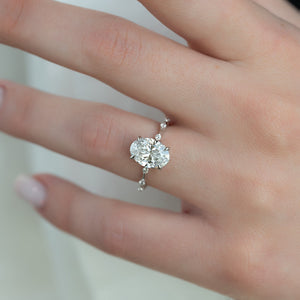 The Hidden Halo Penelope Set With A 2 Carat Oval 14K White Gold Lab Diamond