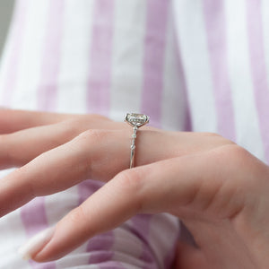 The Penelope Set Hidden Halo  With A 2.5 Carat Oval 18K White Gold Moissanite