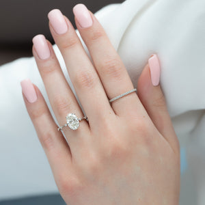 The Penelope Set Hidden Halo  With A 4.5 Carat Oval 14K White Gold Moissanite