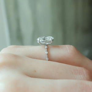 The Penelope Set Hidden Halo  With A 4 Carat Oval 18K White Gold Moissanite