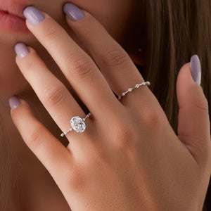 The Penelope Set Hidden Halo  With A 5 Carat Oval 18K White Gold Moissanite