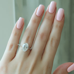 The Hidden Halo Penelope Set With A 1.5 Carat Oval 14K White Gold Lab Diamond