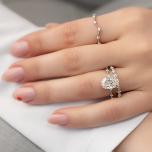 The Penelope Set Hidden Halo  With A 5 Carat Oval 18K White Gold Moissanite