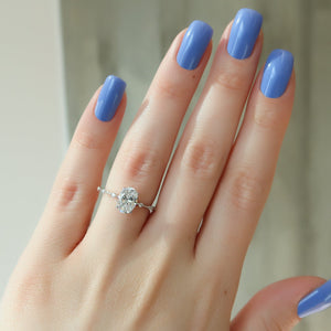 The Hidden Halo Penelope Set With A 3 Carat Oval 14K White Gold Lab Diamond