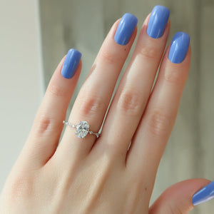 The Penelope Set With A 1 Carat Oval 14K White Gold Lab Diamond