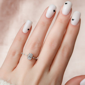 The Penelope Set With A 1 Carat Oval 14K White Gold Lab Diamond