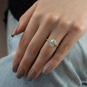 The Penelope Set With A 1 Carat Oval 14K White Gold Lab Diamond