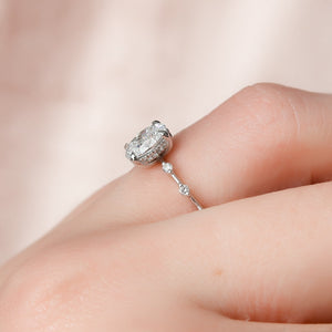 The Penelope Set Hidden Halo  With A 4.5 Carat Oval 18K White Gold Moissanite
