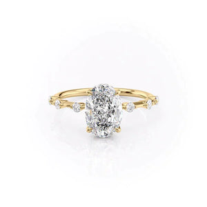The Penelope Set With A 1 Carat Oval 18K Yellow Gold Lab Diamond