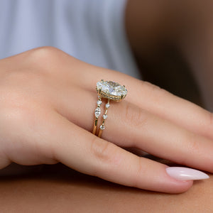 The Penelope Set Hidden Halo  With A 3.5 Carat Oval 18K Yellow Gold Moissanite