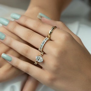 The Penelope Set Hidden Halo  With A 3 Carat Oval 14K Yellow Gold Moissanite