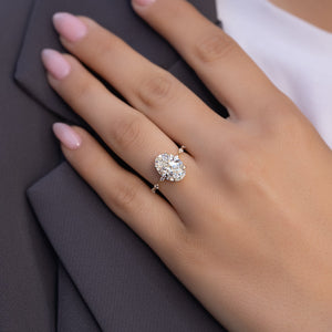 The Hidden Halo Penelope Set With A 2.5 Carat Oval 14K Yellow Gold Lab Diamond