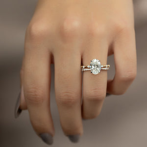 The Penelope Set With A 1 Carat Oval 18K Yellow Gold Lab Diamond