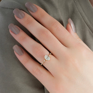 The Hidden Halo Penelope Set With A 2.5 Carat Oval 18K Yellow Gold Lab Diamond