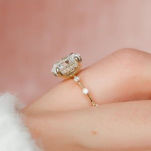 The Penelope Set Hidden Halo  With A 2 Carat Oval 18K Yellow Gold Moissanite