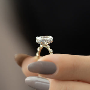 The Hidden Halo Penelope Set With A 2.5 Carat Oval 14K Yellow Gold Lab Diamond