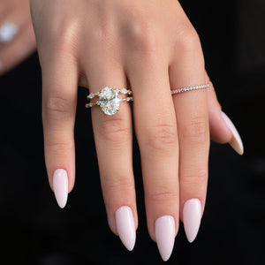 The Penelope Set With A 1 Carat Oval 18K Yellow Gold Lab Diamond