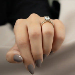 The Penelope Set With A 1 Carat Oval 18K Yellow Gold Lab Diamond