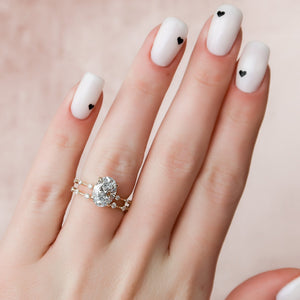 The Penelope Set Hidden Halo  With A 3.5 Carat Oval 14K Yellow Gold Moissanite