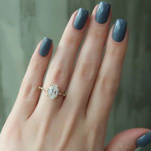The Hidden Halo Penelope Set With A 2 Carat Oval 14K Yellow Gold Lab Diamond