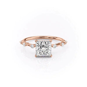 The Penelope Set With A 1 Carat Princess 14K Rose Gold Lab Diamond