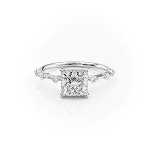 The Hidden Halo Penelope Set With A 1 Carat Princess 18K White Gold Lab Diamond