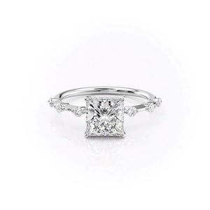 The Penelope Set With A 1 Carat Princess 18K White Gold Lab Diamond