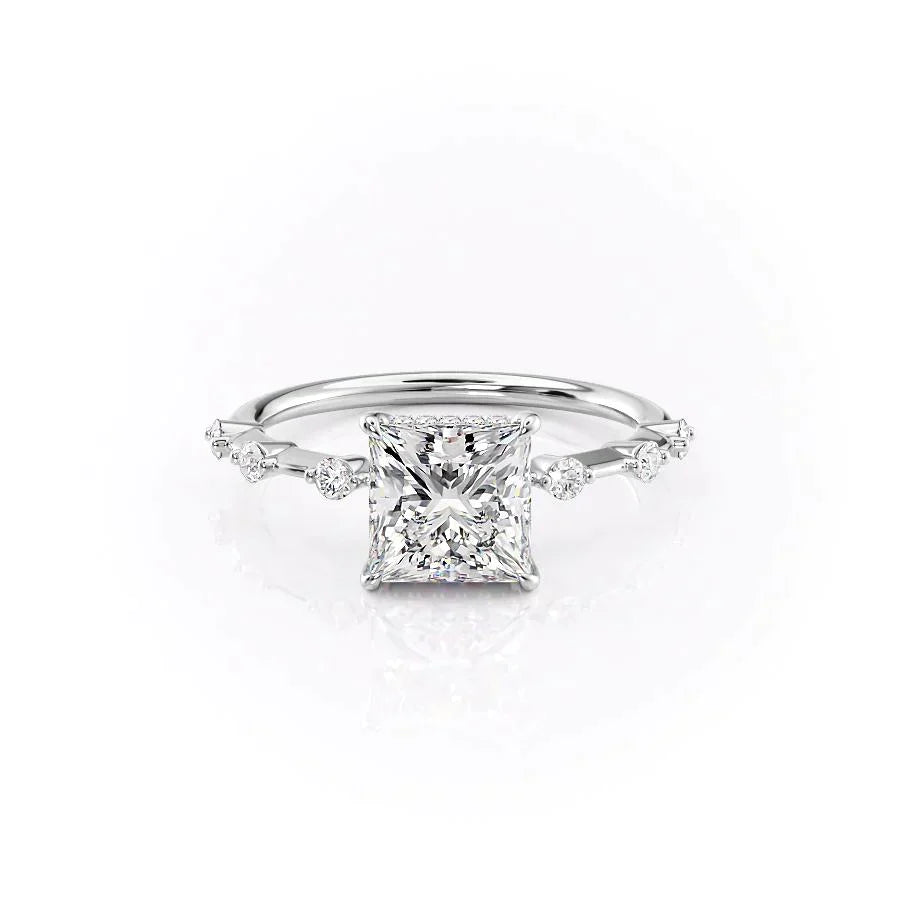 The Penelope Set With A 1 Carat Princess 14K White Gold Lab Diamond