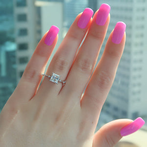 The Penelope Set Hidden Halo  With A 4 Carat Princess 18K White Gold Moissanite