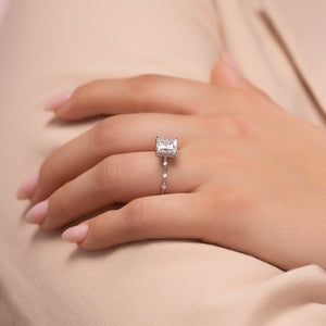 The Penelope Set Hidden Halo  With A 2.5 Carat Princess 18K White Gold Moissanite