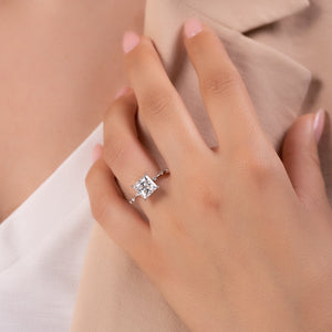 The Penelope Set Hidden Halo  With A 4 Carat Princess 18K White Gold Moissanite