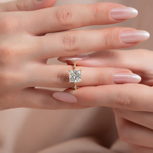 The Penelope Set With A 1 Carat Princess 18K Yellow Gold Lab Diamond