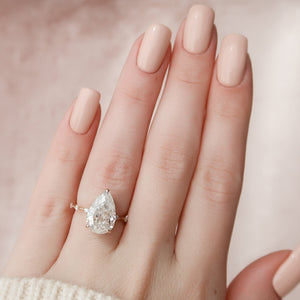 The Hidden Halo Penelope Set With A 3 Carat Pear 14K Rose Gold Lab Diamond