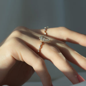 The Hidden Halo Penelope Set With A 2 Carat Pear 14K Rose Gold Lab Diamond