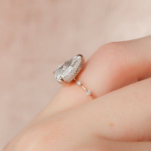 The Penelope Set Hidden Halo  With A 4.5 Carat Pear 14K Rose Gold Moissanite