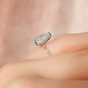 The Penelope Set Hidden Halo  With A 2.5 Carat Pear 14K White Gold Moissanite