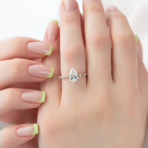 The Hidden Halo Penelope Set With A 2.5 Carat Pear 14K White Gold Lab Diamond