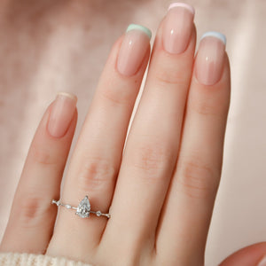 The Penelope Set Hidden Halo  With A 3.5 Carat Pear 18K White Gold Moissanite