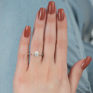 The Penelope Set Hidden Halo  With A 3 Carat Pear 18K White Gold Moissanite