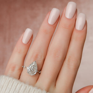 The Penelope Set Hidden Halo  With A 2 Carat Pear 18K White Gold Moissanite
